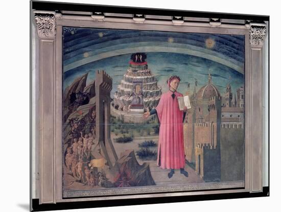 Dante and His Poem the 'Divine Comedy', 1465 (Tempera on Panel)-Domenico di Michelino-Mounted Giclee Print