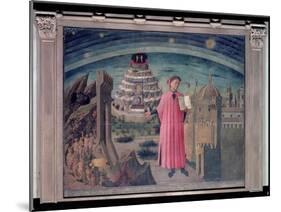 Dante and His Poem the 'Divine Comedy', 1465 (Tempera on Panel)-Domenico di Michelino-Mounted Giclee Print
