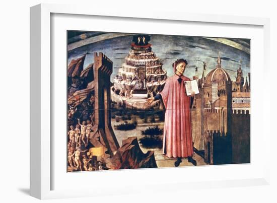 Dante and His Poem the 'Divine Comedy, 1465-Domenico di Michelino-Framed Giclee Print