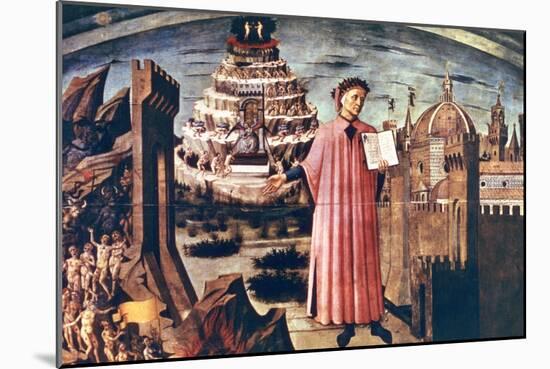 Dante and His Poem the 'Divine Comedy, 1465-Domenico di Michelino-Mounted Giclee Print
