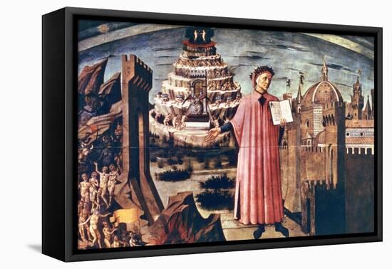 Dante and His Poem the 'Divine Comedy, 1465-Domenico di Michelino-Framed Stretched Canvas