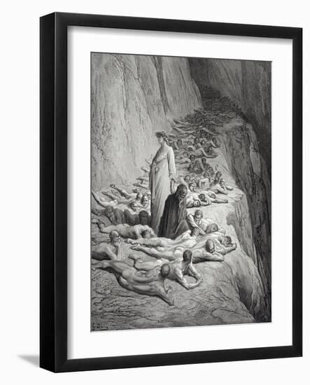 Dante and Pope Adrian V-Gustave Dore-Framed Giclee Print