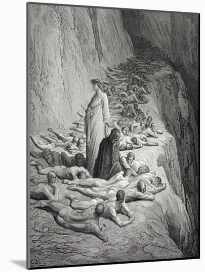 Dante and Pope Adrian V-Gustave Dore-Mounted Giclee Print