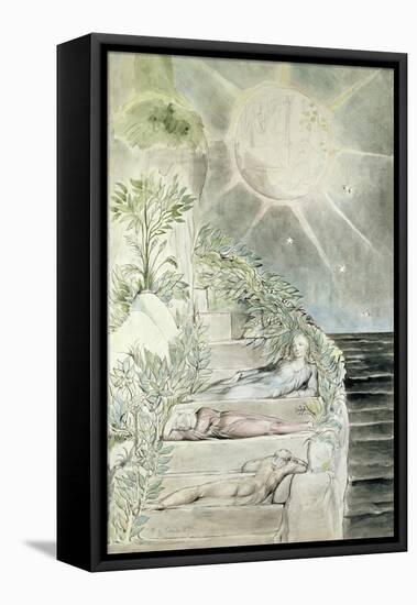 Dante and Statius Sleeping, Virgil Watching-William Blake-Framed Stretched Canvas