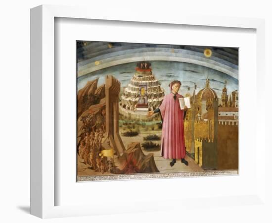 Dante and the Divine Comedy' (The Comedy Illuminating Florenc), 1464-1465-Domenico di Michelino-Framed Giclee Print