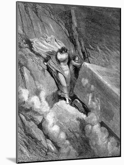 Dante and Virgil at the Edge of the Abyss from Which a Foetid Smell Steamed Up, 1863-Gustave Doré-Mounted Giclee Print