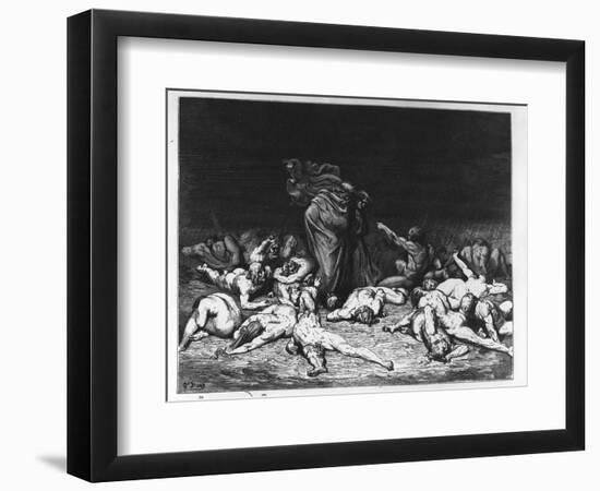 Dante and Virgil in Hell, Illustration from 'The Divine Comedy', 1861 (Engraving)-Gustave Doré-Framed Giclee Print