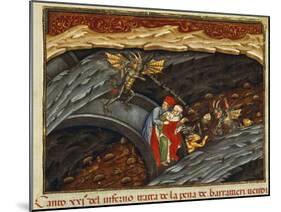 Dante and Virgil in Pit of Swindlers, Inferno, Canto XXI, Miniature from Divine Comedy-Dante Alighieri-Mounted Giclee Print