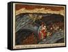 Dante and Virgil in Pit of Swindlers, Inferno, Canto XXI, Miniature from Divine Comedy-Dante Alighieri-Framed Stretched Canvas