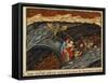 Dante and Virgil in Pit of Swindlers, Inferno, Canto XXI, Miniature from Divine Comedy-Dante Alighieri-Framed Stretched Canvas