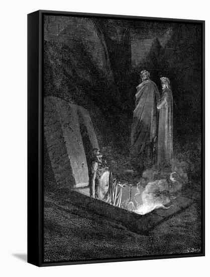 Dante and Virgil Looking into the Inferno, 1863-Gustave Doré-Framed Stretched Canvas