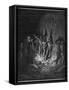 Dante and Virgil Watch as the Procession of the Damned Walk Barefoot Through the Flames of Hell-Gustave Dor?-Framed Stretched Canvas