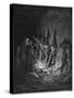 Dante and Virgil Watch as the Procession of the Damned Walk Barefoot Through the Flames of Hell-Gustave Dor?-Stretched Canvas