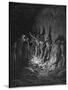Dante and Virgil Watch as the Procession of the Damned Walk Barefoot Through the Flames of Hell-Gustave Dor?-Stretched Canvas