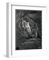 Dante and Virgil with Paolo and Francesca, Illustration to Inferno, Canto V of Divine Comedy-Dante Alighieri-Framed Giclee Print