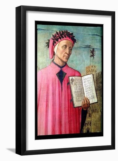 Dante Reading from the Divine Comedy, Detail of Dante Alighieri-Domenico di Michelino-Framed Giclee Print