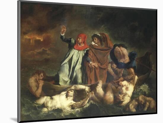 Dante's Boat or Dante and Virgil Ferried by Plegias to Hell from Divine Comedy C.1822-Eugene Delacroix-Mounted Giclee Print