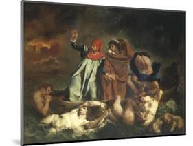 Dante's Boat or Dante and Virgil Ferried by Plegias to Hell from Divine Comedy C.1822-Eugene Delacroix-Mounted Giclee Print