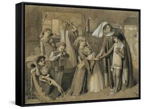 Dante's First Meeting with Beatrice-Simeon Solomon-Framed Stretched Canvas