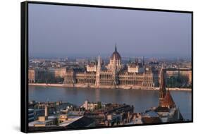 Danube in Budapest-Vittoriano Rastelli-Framed Stretched Canvas