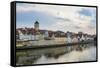 Danube River and Skyline of Regensburg, Bavaria, Germany-Michael Runkel-Framed Stretched Canvas