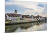 Danube River and Skyline of Regensburg, Bavaria, Germany-Michael Runkel-Mounted Photographic Print