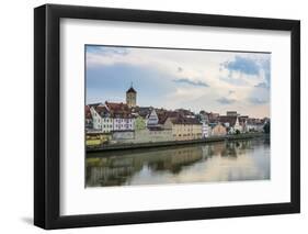 Danube River and Skyline of Regensburg, Bavaria, Germany-Michael Runkel-Framed Photographic Print