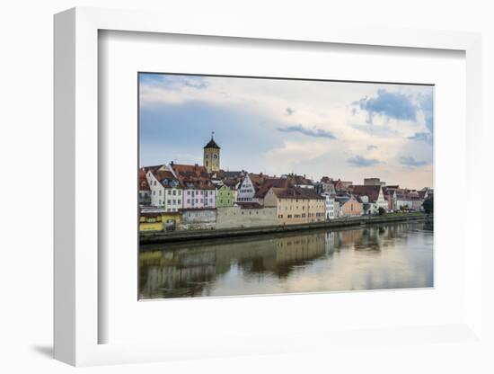 Danube River and Skyline of Regensburg, Bavaria, Germany-Michael Runkel-Framed Photographic Print