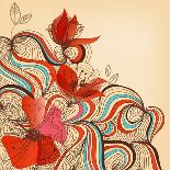 Red Flowers Seamless Pattern in Retro Style Vector Illustration-Danussa-Art Print