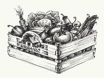 Wooden Crate Full of Organic Food Isolated, Farm Organic Vegetables, Organic Word Written in the Wo-Danussa-Art Print