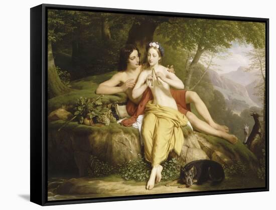 Daphnis et Chloé-Louis Hersent-Framed Stretched Canvas