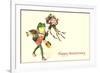 Dapper Frog with Bouquet, Happy Anniversary-null-Framed Premium Giclee Print