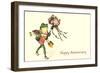 Dapper Frog with Bouquet, Happy Anniversary-null-Framed Art Print