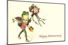 Dapper Frog with Bouquet, Happy Anniversary-null-Mounted Art Print