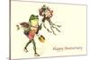 Dapper Frog with Bouquet, Happy Anniversary-null-Stretched Canvas