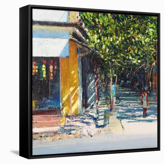 Dappled Street Pondicherry, 2017-Andrew Gifford-Framed Stretched Canvas