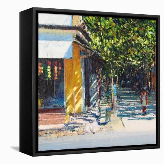 Dappled Street Pondicherry, 2017-Andrew Gifford-Framed Stretched Canvas