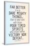 Dare Mighty Things Teddy Roosevelt Motivational Plastic Sign-null-Stretched Canvas