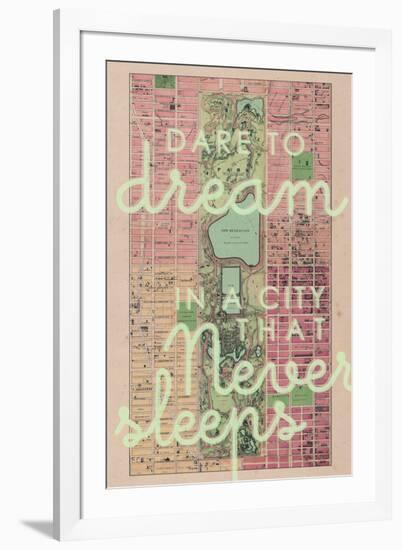 Dare to Dream in a City the Never Sleeps - 1867, New York City, Central Park Composite Map-null-Framed Giclee Print