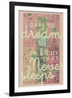 Dare to Dream in a City the Never Sleeps - 1867, New York City, Central Park Composite Map-null-Framed Giclee Print