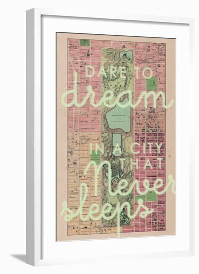 Dare to Dream in a City the Never Sleeps - 1867, New York City, Central Park Composite Map-null-Framed Giclee Print