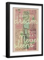 Dare to Dream in a City the Never Sleeps - 1867, New York City, Central Park Composite Map-null-Framed Giclee Print