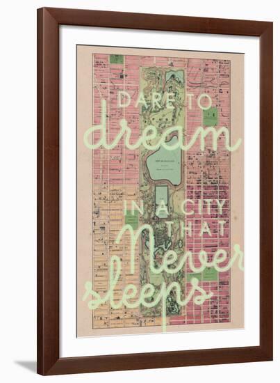 Dare to Dream in a City the Never Sleeps - 1867, New York City, Central Park Composite Map-null-Framed Giclee Print