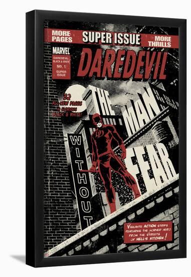 Daredevil Black & White No.1 Cover: Daredevil Standing on a Rooftop-David Aja-Framed Poster