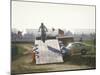 Daredevil Motorcyclist Evel Knievel Rising on Platform During Performance of Stunt-null-Mounted Premium Photographic Print