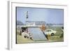 Daredevil Motorcyclist Evel Knievel Rising Very High Off Platform During Performance of a Stunt-Bill Eppridge-Framed Photographic Print