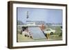 Daredevil Motorcyclist Evel Knievel Rising Very High Off Platform During Performance of a Stunt-Bill Eppridge-Framed Photographic Print