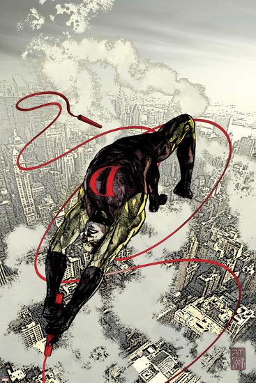 Daredevil No.66 Cover: Daredevil Fighting and Flying-Alex Maleev-Lamina Framed Poster