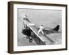 Daredevils Playing Tennis on a Biplane-null-Framed Premium Photographic Print