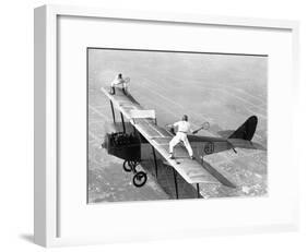 Daredevils Playing Tennis on a Biplane-null-Framed Photographic Print